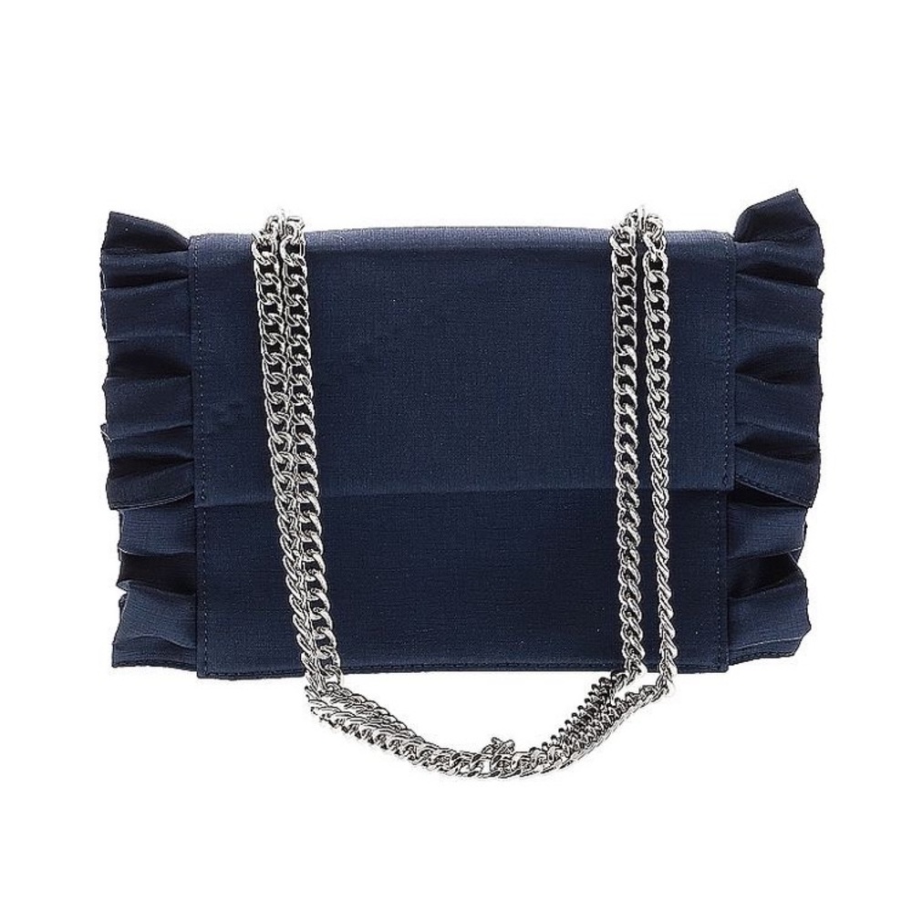 Christian Siriano blue ruffle chain strap bag - Picture 2 of 11